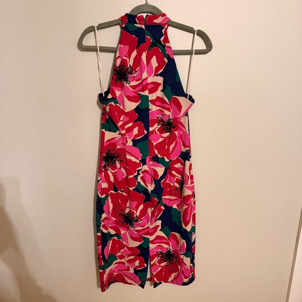 Trina Turk Floral Halter Neck Sheath Dress Pink Size 6 Spring Resort Vacation - Picture 2 of 6